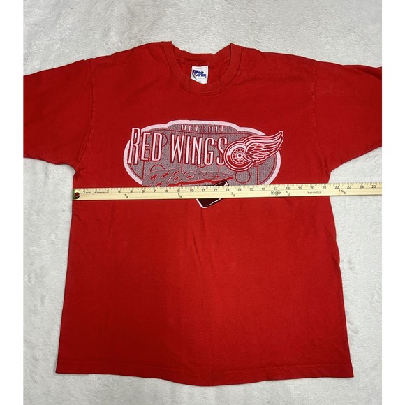 Vintage Detroit Red Wings 90's Pro Player Red Single Stitch T-Shirt Size Large - Picture 6 of 8